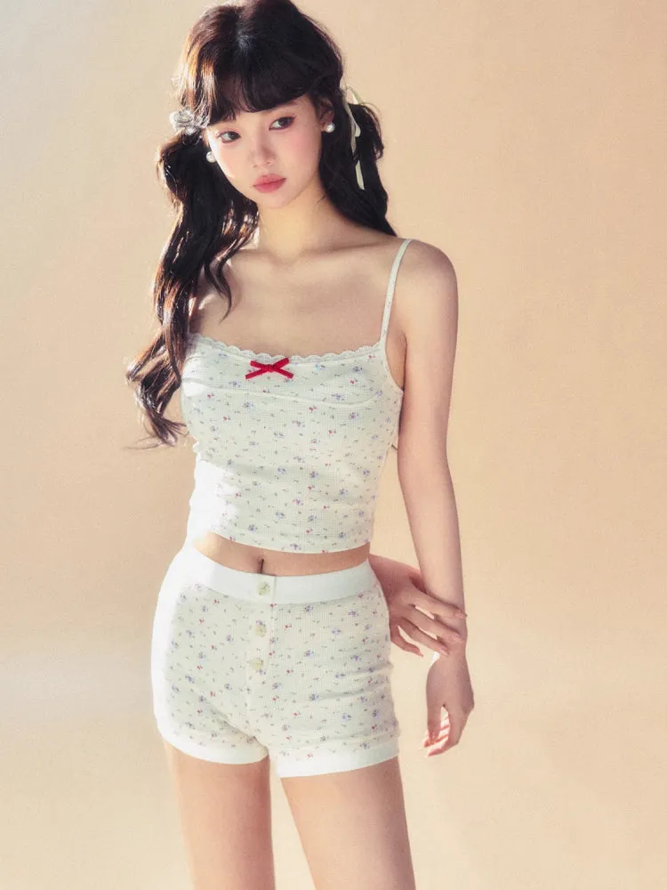 Slim short cardigan   camisole   pants【s0000007093】