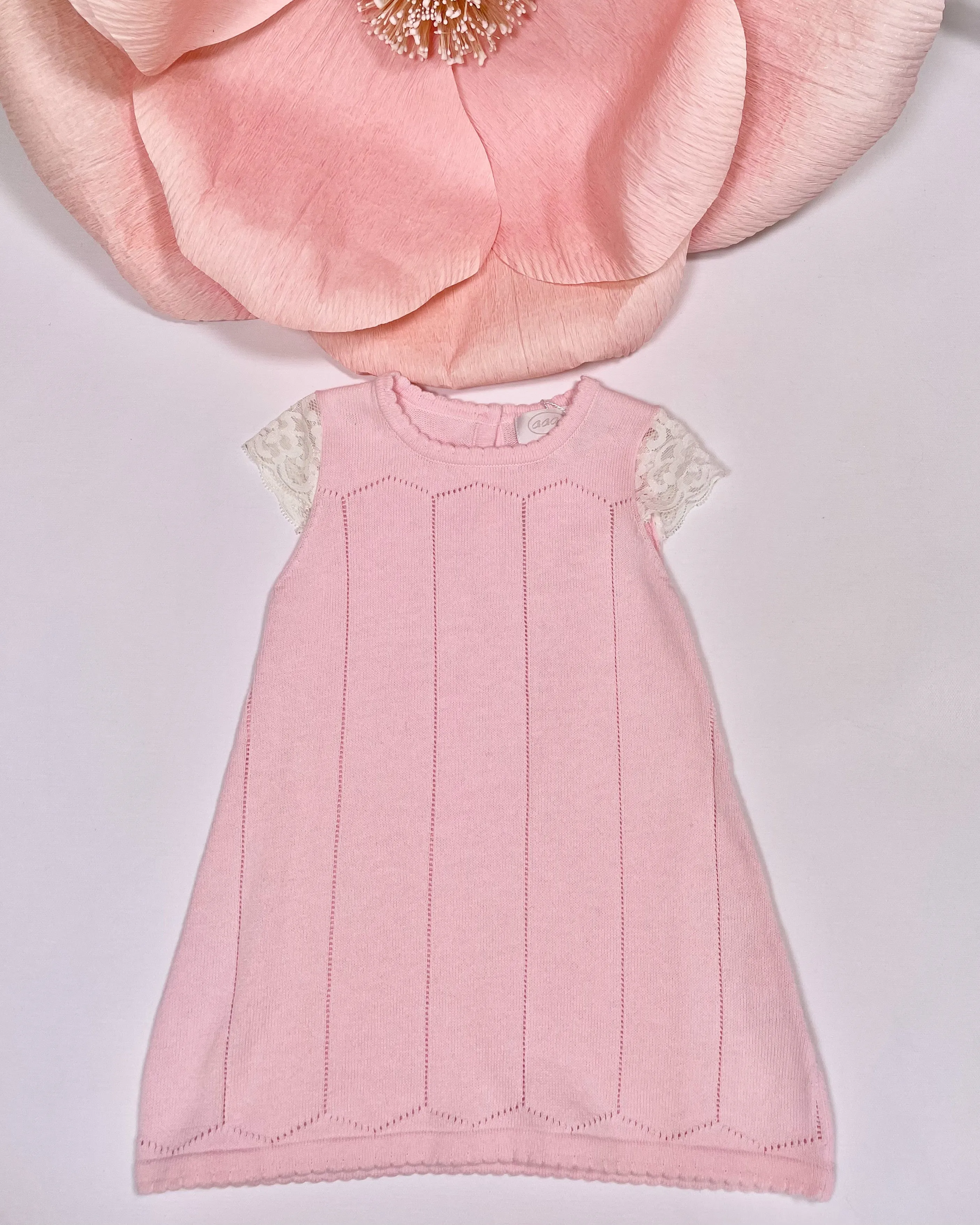 SOFT PINK/BEIGE KNIT LACE DRESS