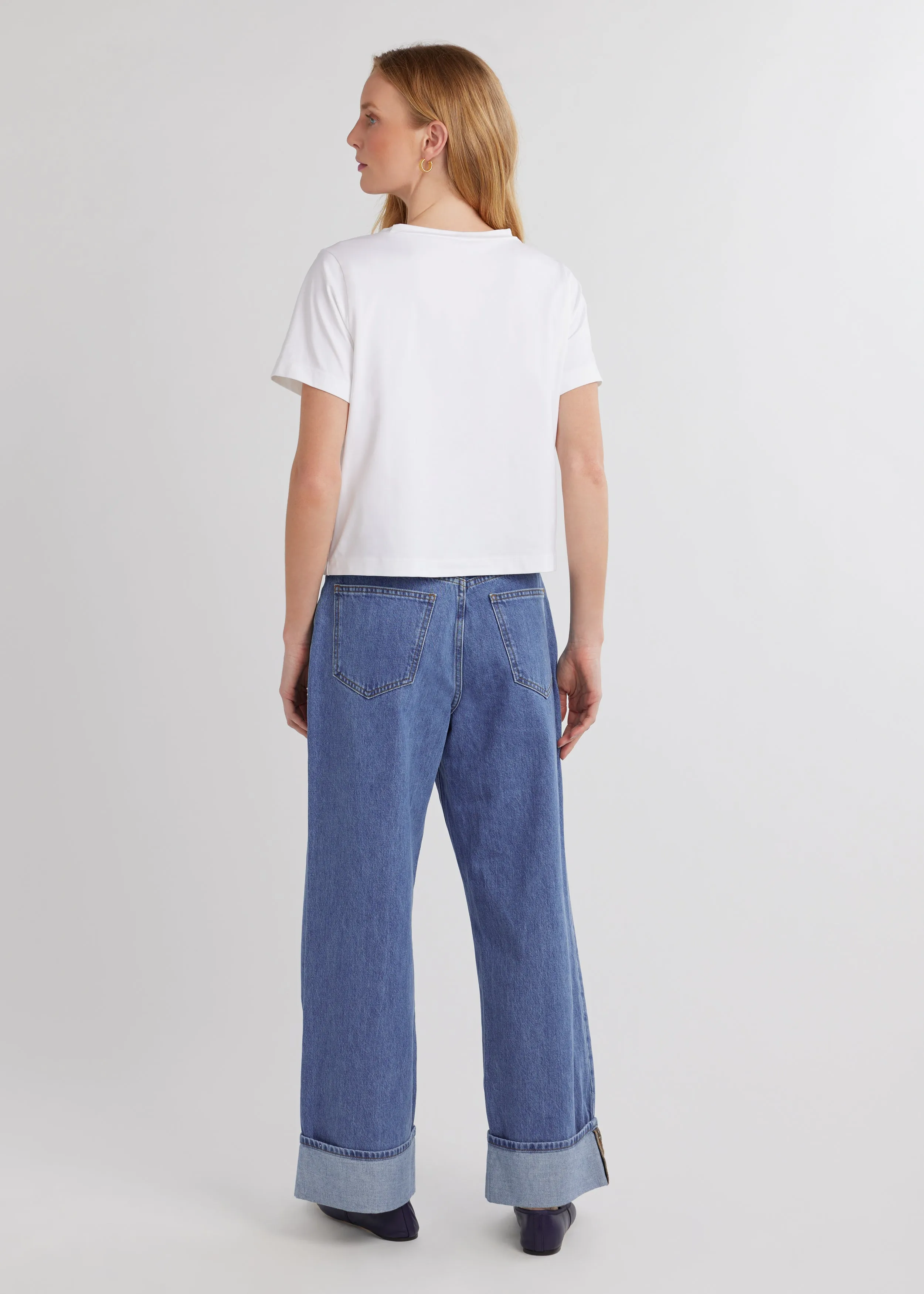 Surfside Crop Tee in Repreve® Stretch (White)