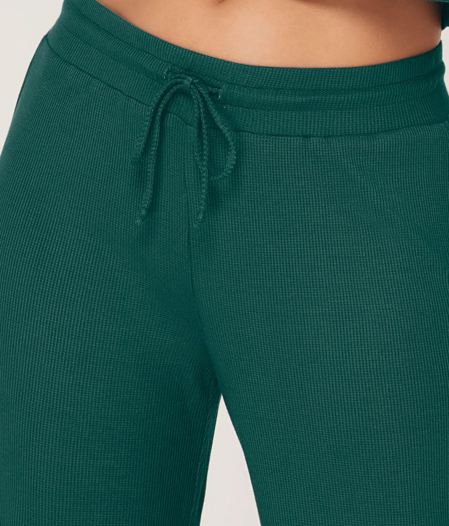 The Wide Leg Pant - Waffle - Fern
