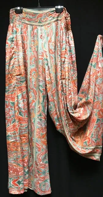 TIENDA HO TR858 SILK V WAIST WIDE LEG PANTS