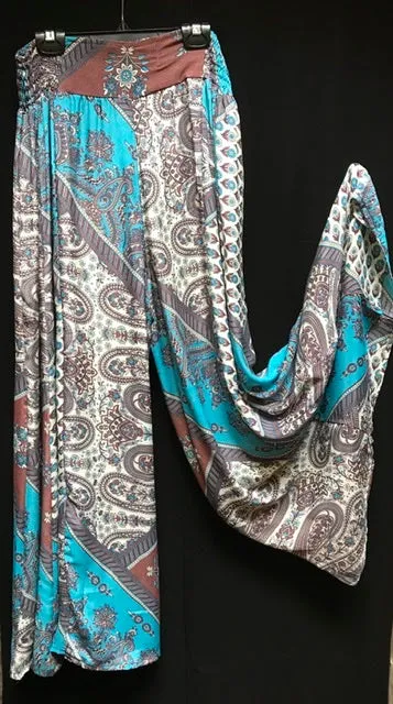 TIENDA HO TR858 SILK V WAIST WIDE LEG PANTS
