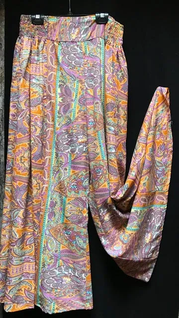 TIENDA HO TR858 SILK V WAIST WIDE LEG PANTS