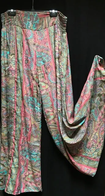 TIENDA HO TR858 SILK V WAIST WIDE LEG PANTS