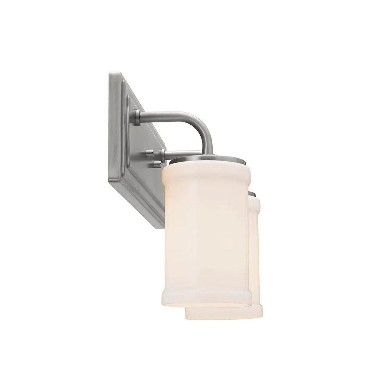Vetivene 15 In 2-Lights Bathroom Vanity Light With Opal Glass, Silver Finish