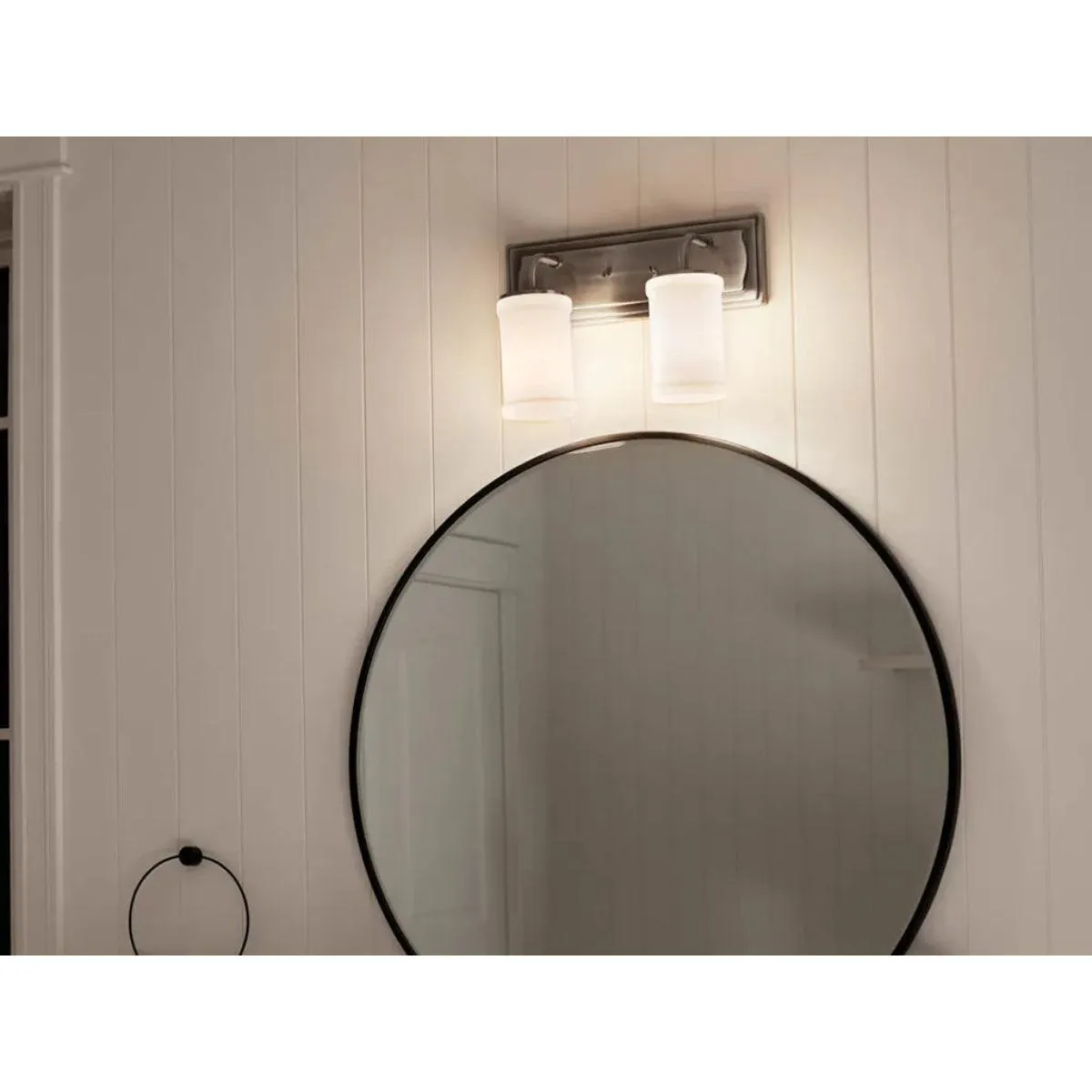 Vetivene 15 In 2-Lights Bathroom Vanity Light With Opal Glass, Silver Finish