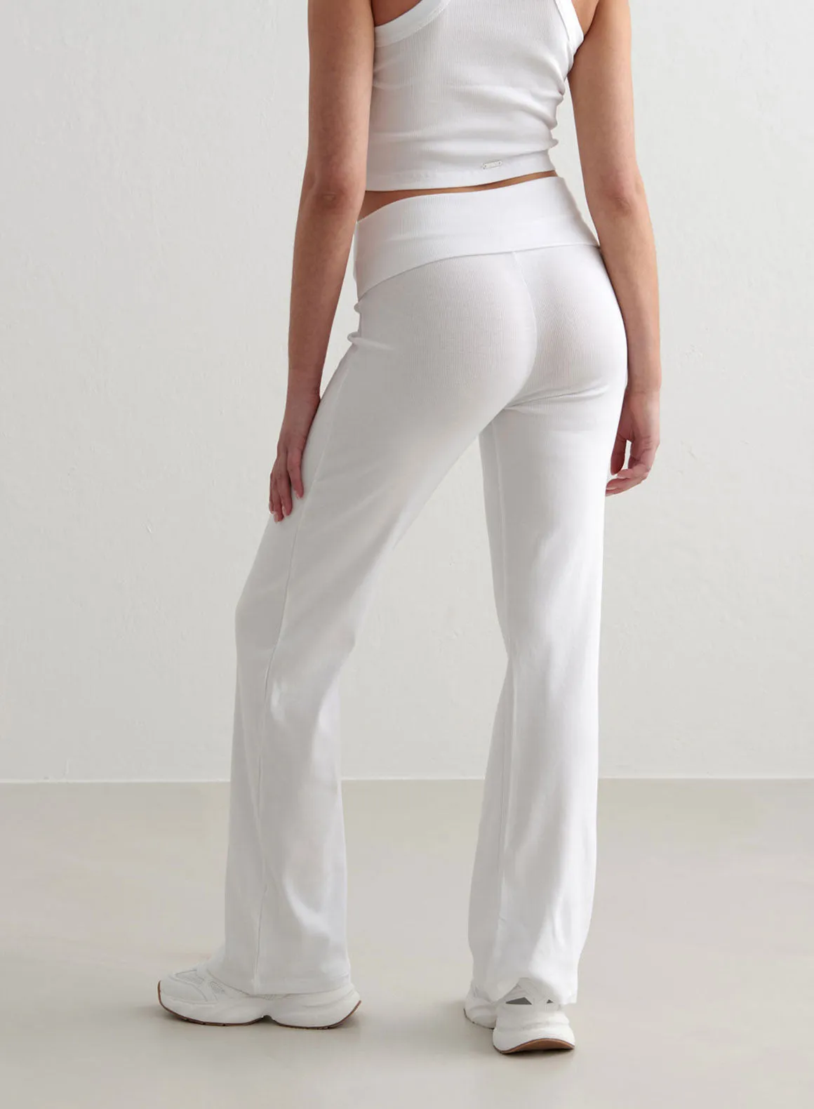 White Ease Ribbed Pants