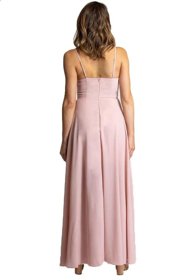 Women’s Blush Maxi Dress with Drape Front Detail