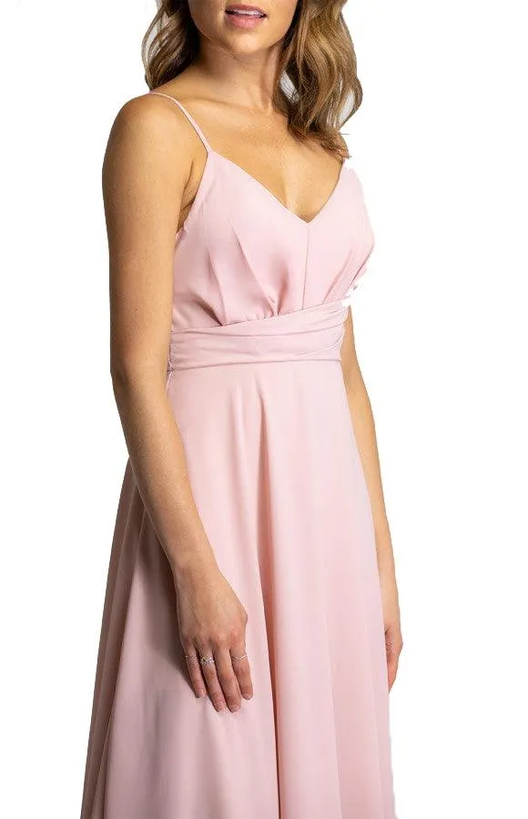 Women’s Blush Maxi Dress with Drape Front Detail