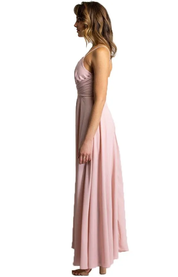 Women’s Blush Maxi Dress with Drape Front Detail